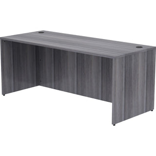 Lorell Essentials Series Rectangular Desk Shell - 72" x 30"29.5" , 1" Top - Laminate, Weathered Charcoal Table Top - Grommet