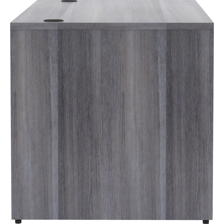 Lorell Essentials Series Rectangular Desk Shell - 72" x 30"29.5" , 1" Top - Laminate, Weathered Charcoal Table Top - Grommet