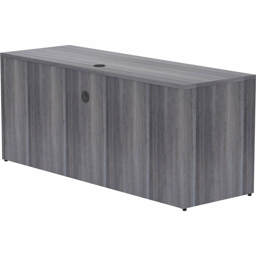 Lorell Essentials Series Credenza Shell - 72" x 24"29.5" , 1" Top - Laminate, Weathered Charcoal Table Top - Modesty Panel