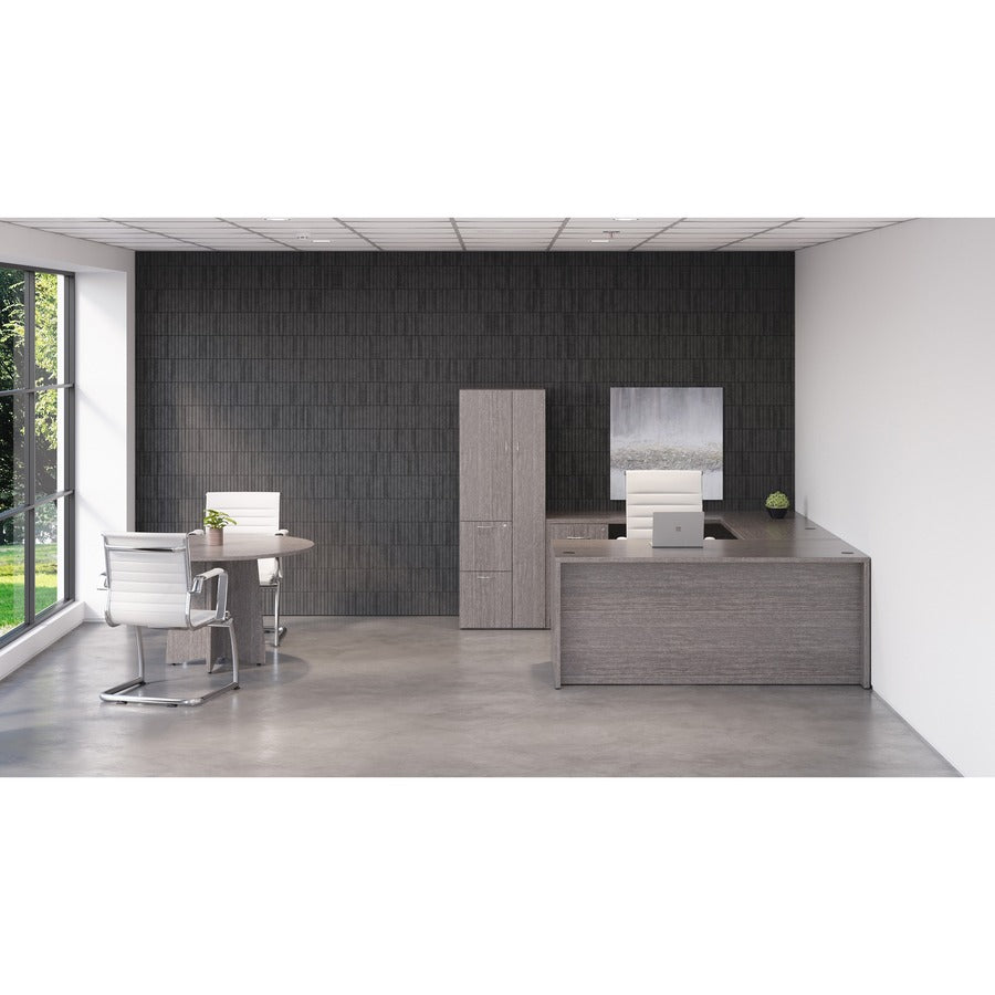 Lorell Essentials Series Credenza Shell - 60" x 24"29.5" , 1" Top - Laminate, Weathered Charcoal Table Top - Modesty Panel