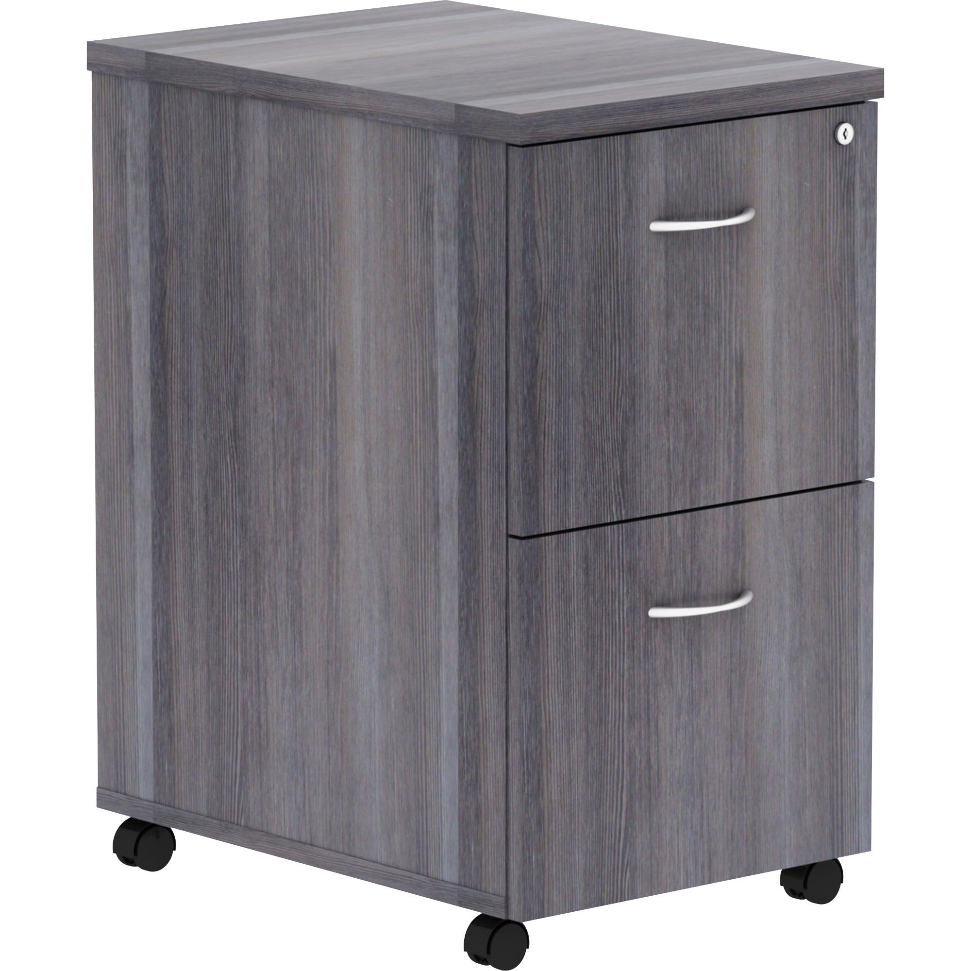 Lorell Essentials Series File/File Mobile File Cabinet - 16" x 22"28.3" - 2 x File Drawer(s) - Finish: Weathered Charcoal, Laminate
