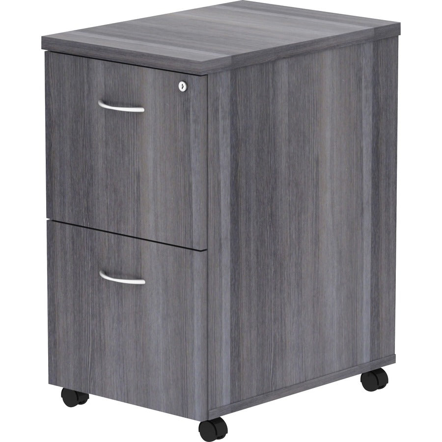 Lorell Essentials Series File/File Mobile File Cabinet - 16" x 22"28.3" - 2 x File Drawer(s) - Finish: Weathered Charcoal, Laminate