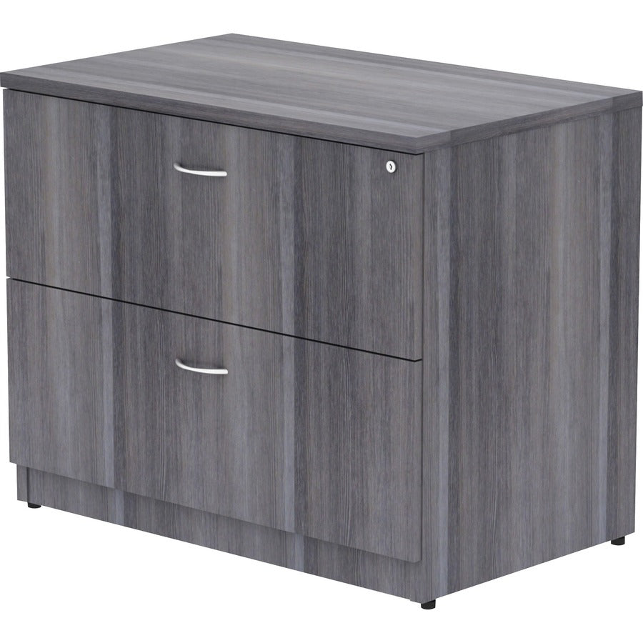 Lorell Essentials Series Lateral File - 35" x 22"29.5" , 1" Top - 2 x File Drawer(s) - Finish: Weathered Charcoal, Laminate