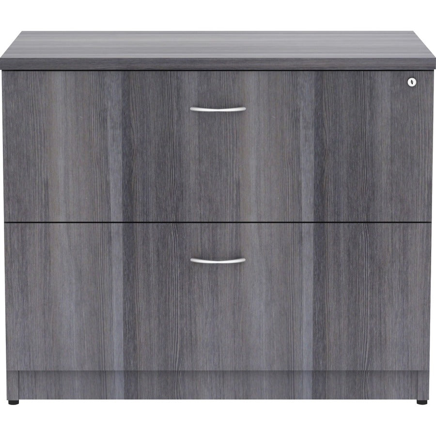 Lorell Essentials Series Lateral File - 35" x 22"29.5" , 1" Top - 2 x File Drawer(s) - Finish: Weathered Charcoal, Laminate