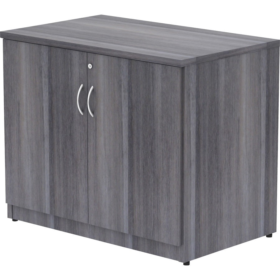 Lorell Essentials Series 2-Door Storage Cabinet - 36" x 22.5" x 29.5" - 2 Door(s) - Finish: Weathered Charcoal, Laminate