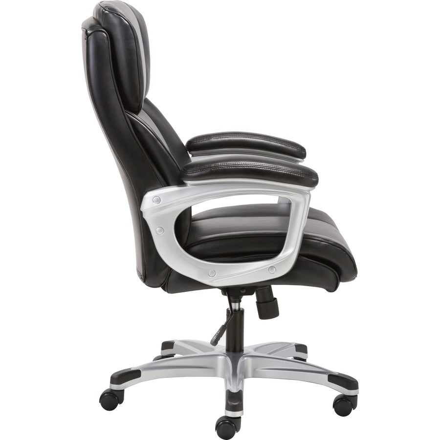 Sadie 3-Fifteen Executive Leather Chair - Black Plush, Bonded Leather Seat - Black Plush, Bonded Leather Back - High Back - 5-star Base - 1 Each