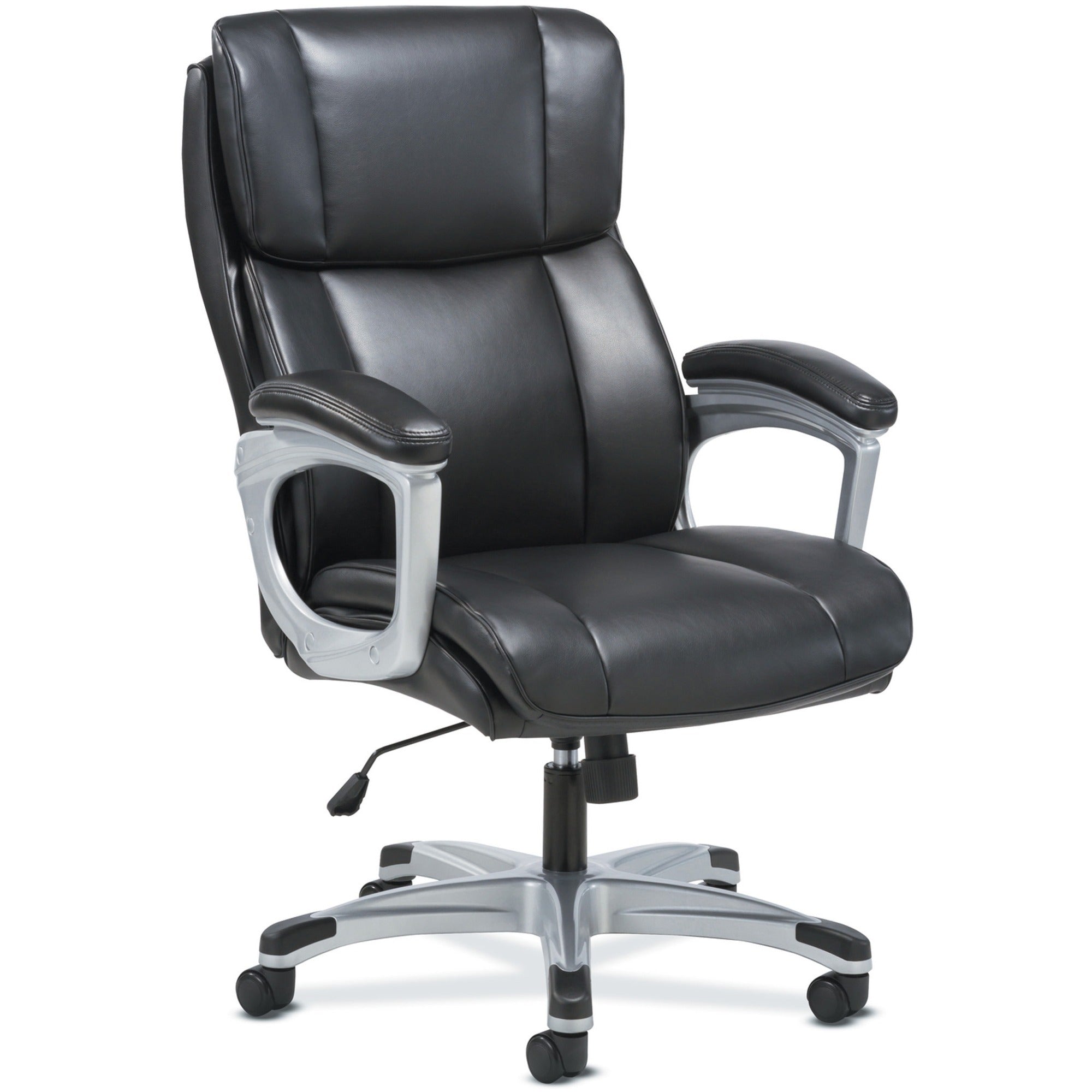 Sadie 3-Fifteen Executive Leather Chair - Black Plush, Bonded Leather Seat - Black Plush, Bonded Leather Back - High Back - 5-star Base - 1 Each - 1