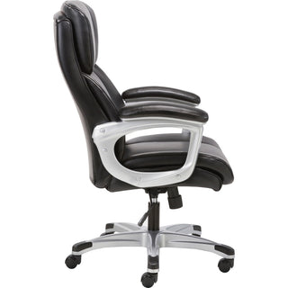 Sadie 3-Fifteen Executive Leather Chair - Black Plush, Bonded Leather Seat - Black Plush, Bonded Leather Back - High Back - 5-star Base - 1 Each