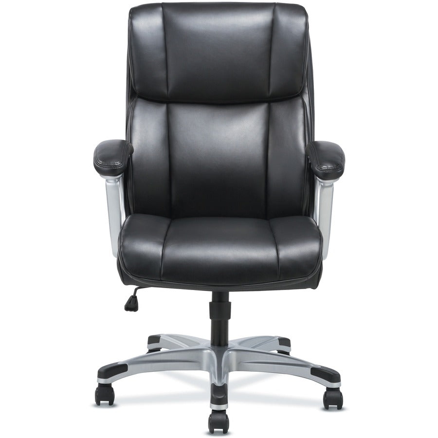Sadie 3-Fifteen Executive Leather Chair - Black Plush, Bonded Leather Seat - Black Plush, Bonded Leather Back - High Back - 5-star Base - 1 Each