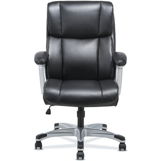 Sadie 3-Fifteen Executive Leather Chair - Black Plush, Bonded Leather Seat - Black Plush, Bonded Leather Back - High Back - 5-star Base - 1 Each
