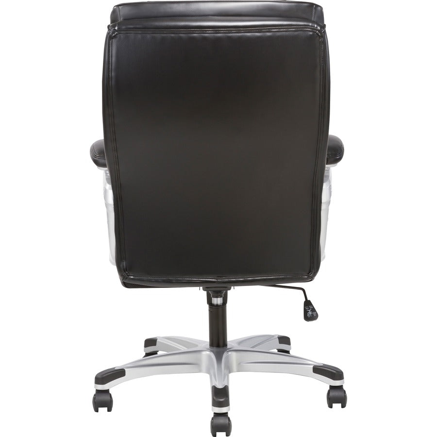 Sadie 3-Fifteen Executive Leather Chair - Black Plush, Bonded Leather Seat - Black Plush, Bonded Leather Back - High Back - 5-star Base - 1 Each