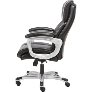 Sadie 3-Fifteen Executive Leather Chair - Black Plush, Bonded Leather Seat - Black Plush, Bonded Leather Back - High Back - 5-star Base - 1 Each