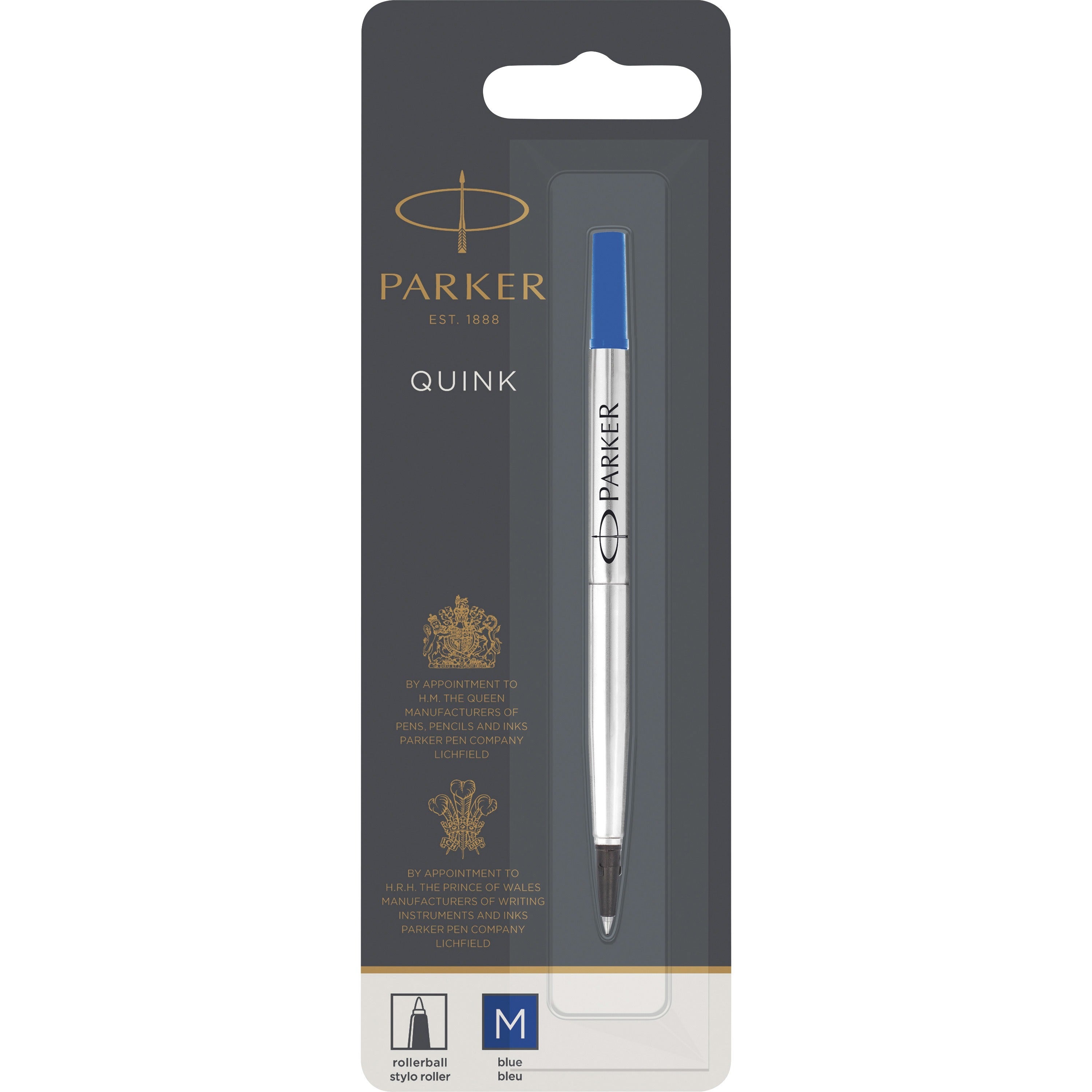 Refill for Parker Roller Ball Pens, Medium Conical Tip, Blue Ink