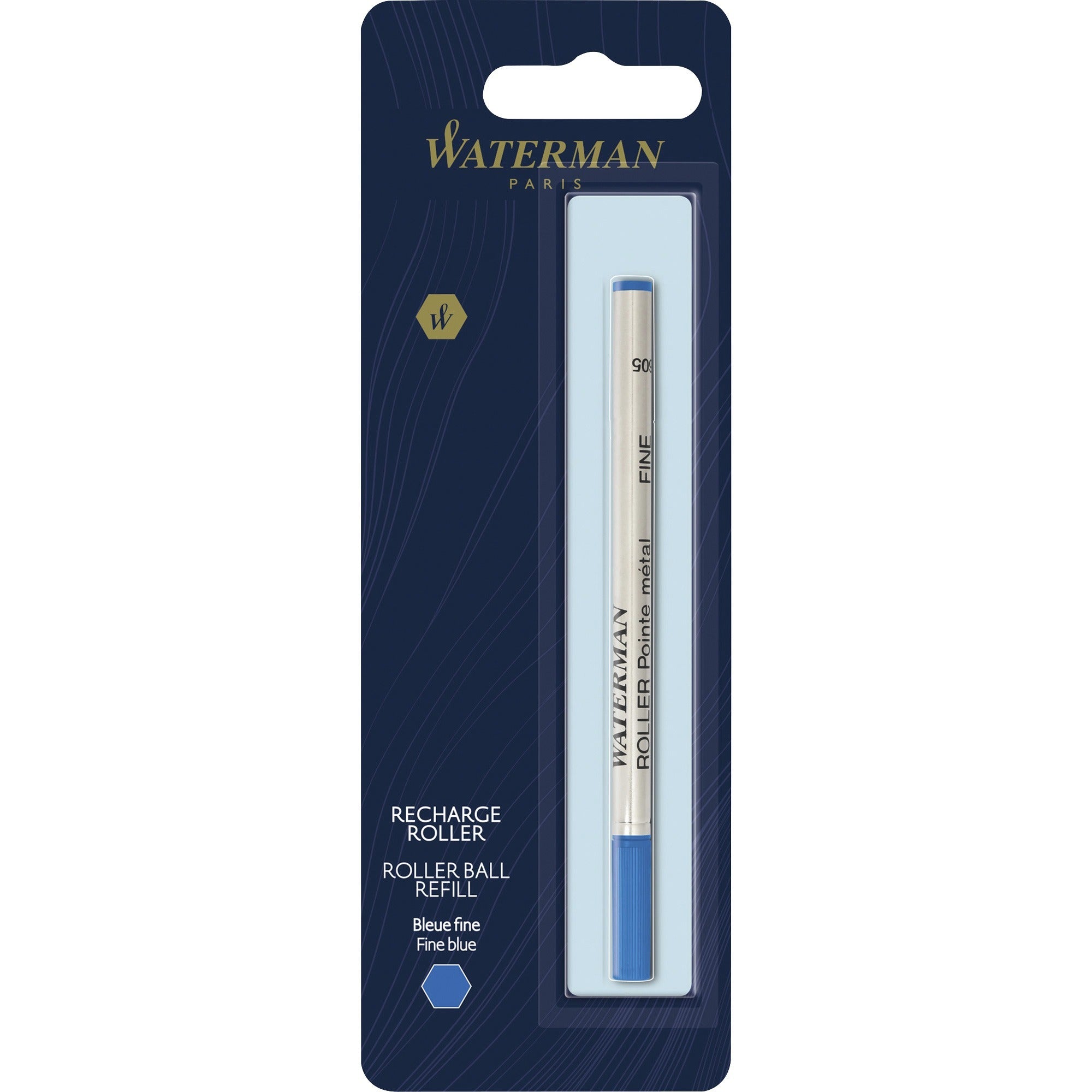 Refill for Waterman Roller Ball Pens, Fine Conical Tip, Blue Ink