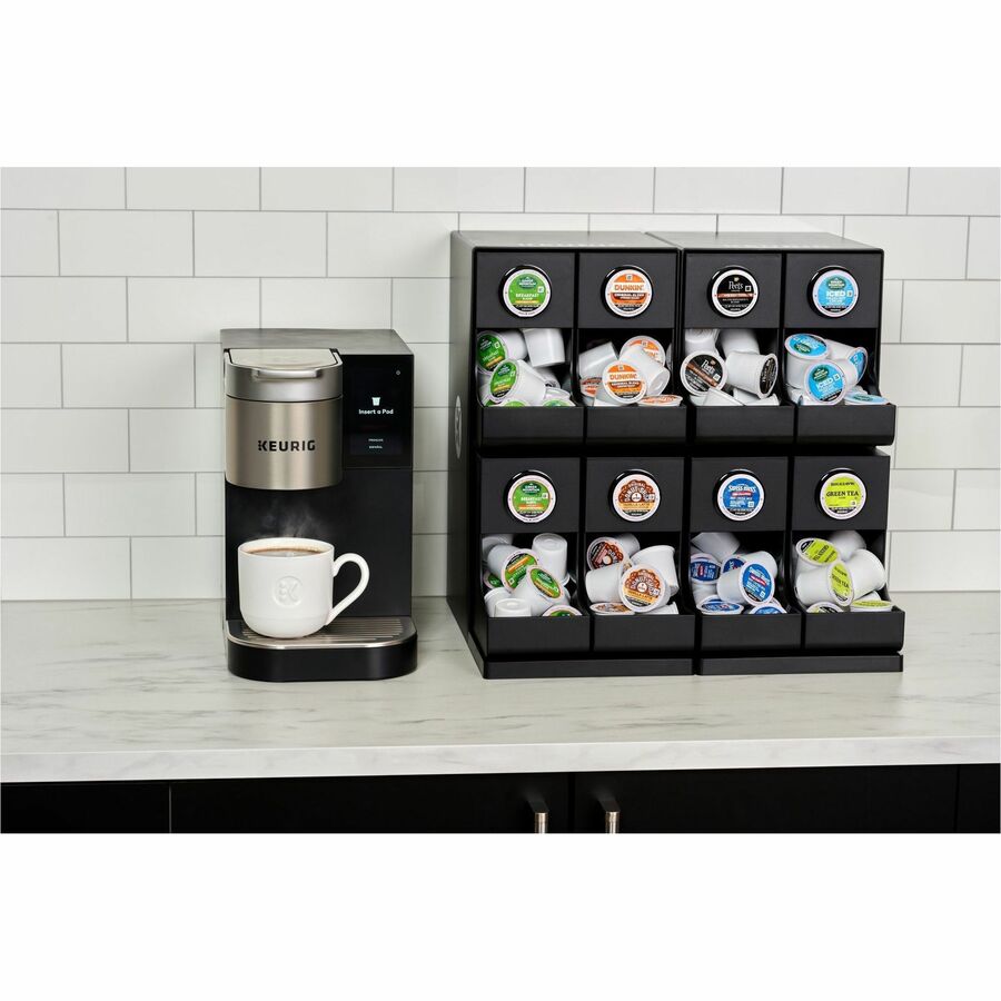 Premium K-Cup Pod Storage Rack 8-Sleeve, 16 x 21 x 18, Black