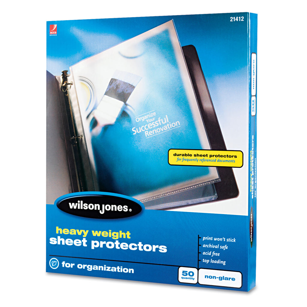Heavyweight Top-Loading Sheet Protectors, Nonglare Finish, Letter, 50/Box - 