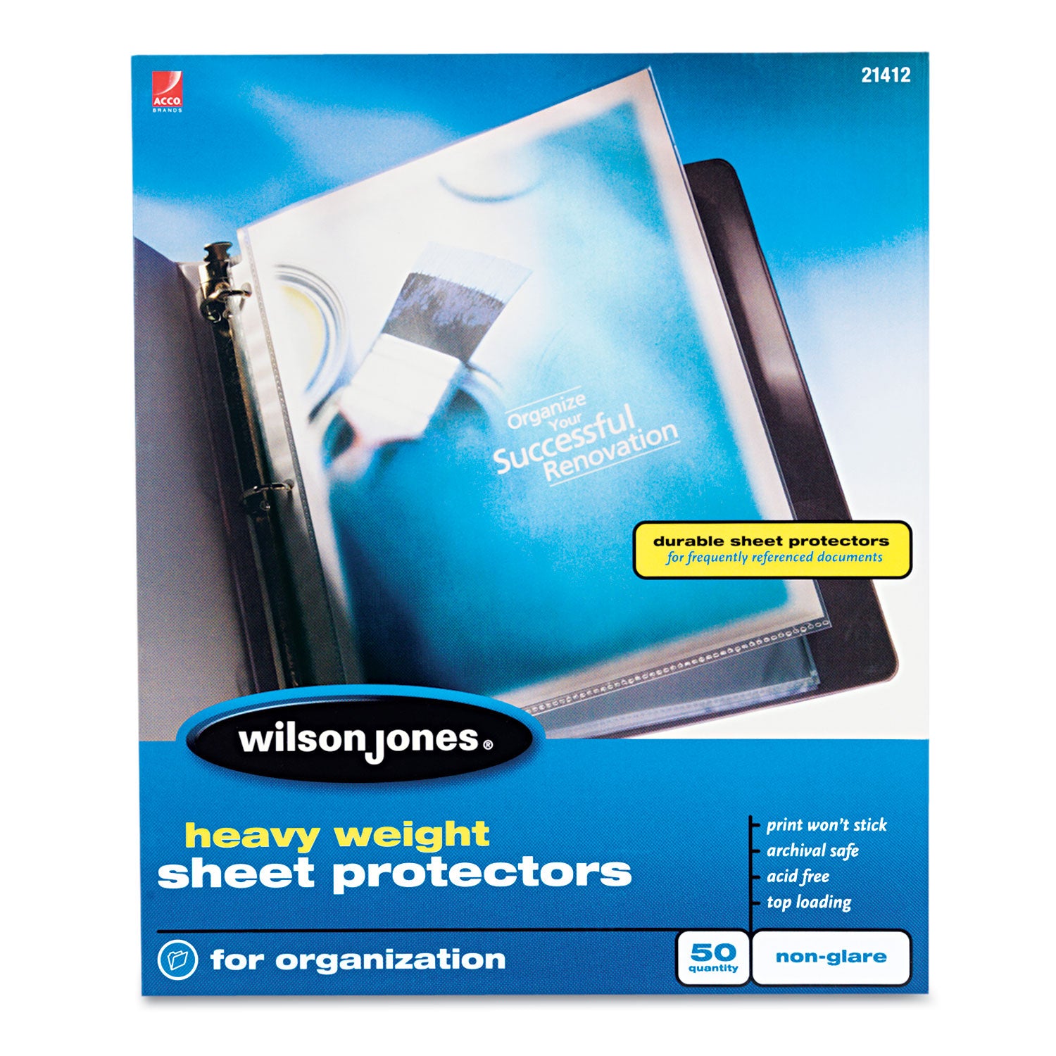 Heavyweight Top-Loading Sheet Protectors, Nonglare Finish, Letter, 50/Box - 