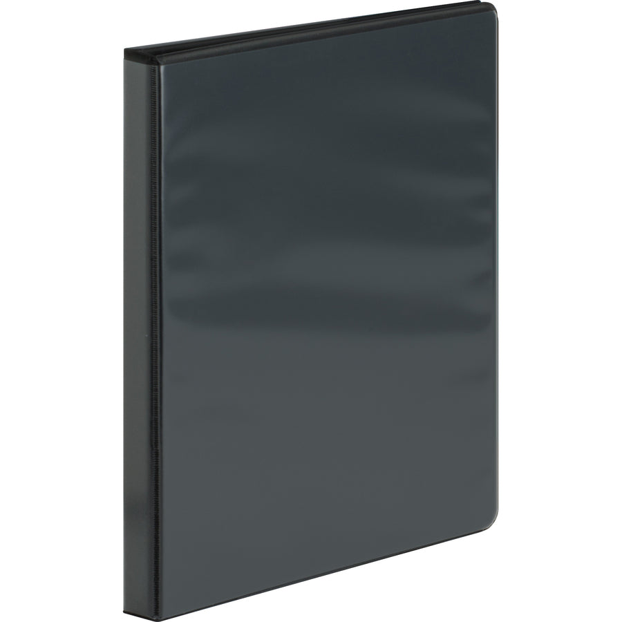 business-source-heavy-duty-view-binder-1-2-binder-capacity-letter-8-1-2-x-11-sheet-size-125-sheet-capacity-round-ring-fasteners-2-internal-pockets-polypropylene-chipboard-black-heavy-duty-wrinkle-free-gap-free-ring-non-gl_bsn19550 - 5