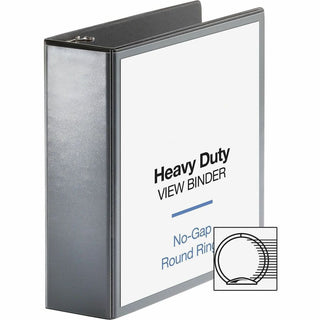 Business Source Heavy-duty View Binder - 3" Binder Capacity - Letter - 8 1/2" x 11" Sheet Size - 625 Sheet Capacity - Round Ring Fastener(s) - 2 Internal Pocket(s) - Polypropylene, Chipboard - Black - Heavy Duty, Wrinkle-free, Gap-free Ring, Non-glar