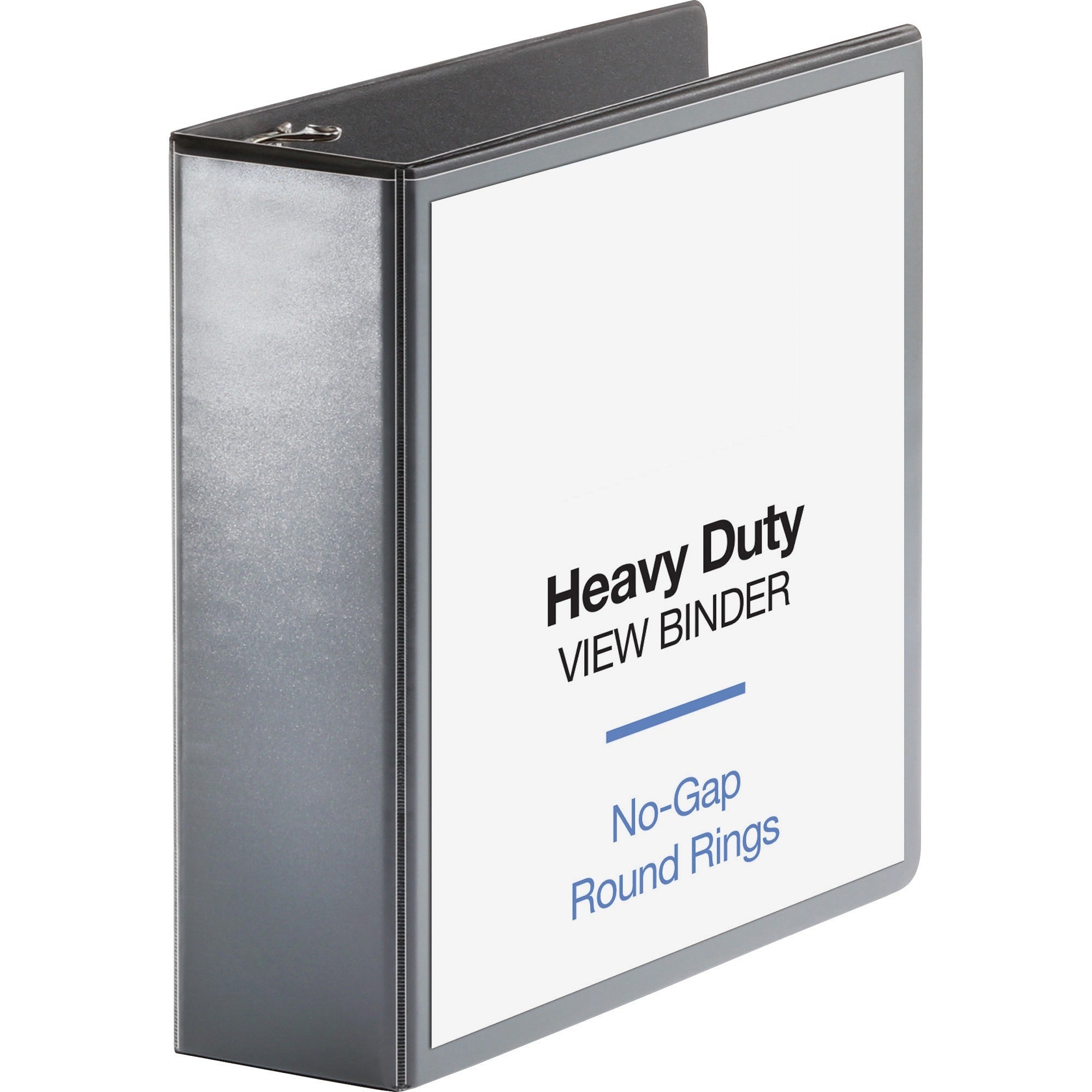 Business Source Heavy-duty View Binder - 3" Binder Capacity - Letter - 8 1/2" x 11" Sheet Size - 625 Sheet Capacity - Round Ring Fastener(s) - 2 Internal Pocket(s) - Polypropylene, Chipboard - Black - Heavy Duty, Wrinkle-free, Gap-free Ring, Non-glar