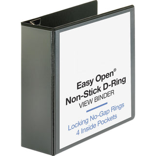 Business Source Locking D-Ring View Binder - 4" Binder Capacity - Letter - 8 1/2" x 11" Sheet Size - 775 Sheet Capacity - D-Ring Fastener(s) - 4 Inside Front & Back Pocket(s) - Polypropylene, Chipboard - Black - Recycled - Non-glare, Sturdy, Exposed