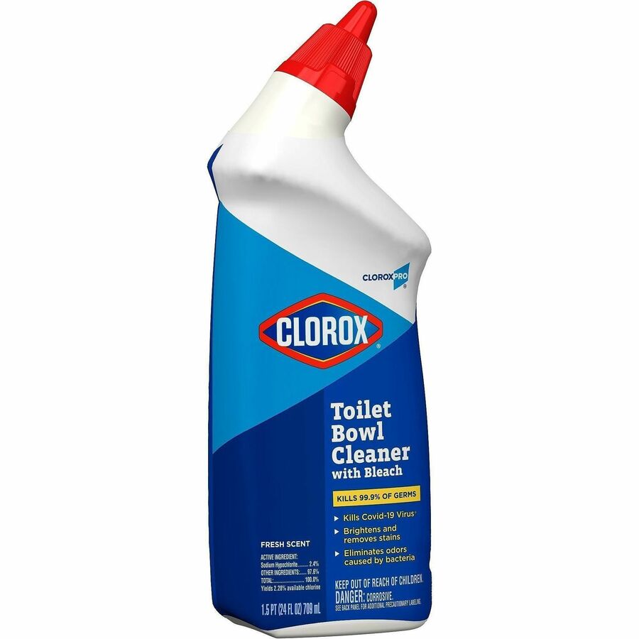 Clorox Commercial Solutions Manual Toilet Bowl Cleaner w/ Bleach - 24 fl oz (0.8 quart) - Fresh Scent - 360 / Bundle - Disinfectant, Deodorize - Clear