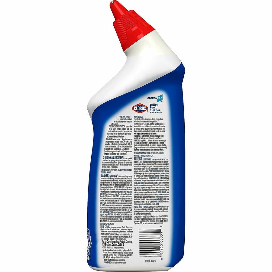 Clorox Commercial Solutions Manual Toilet Bowl Cleaner w/ Bleach - 24 fl oz (0.8 quart) - Fresh Scent - 360 / Bundle - Disinfectant, Deodorize - Clear