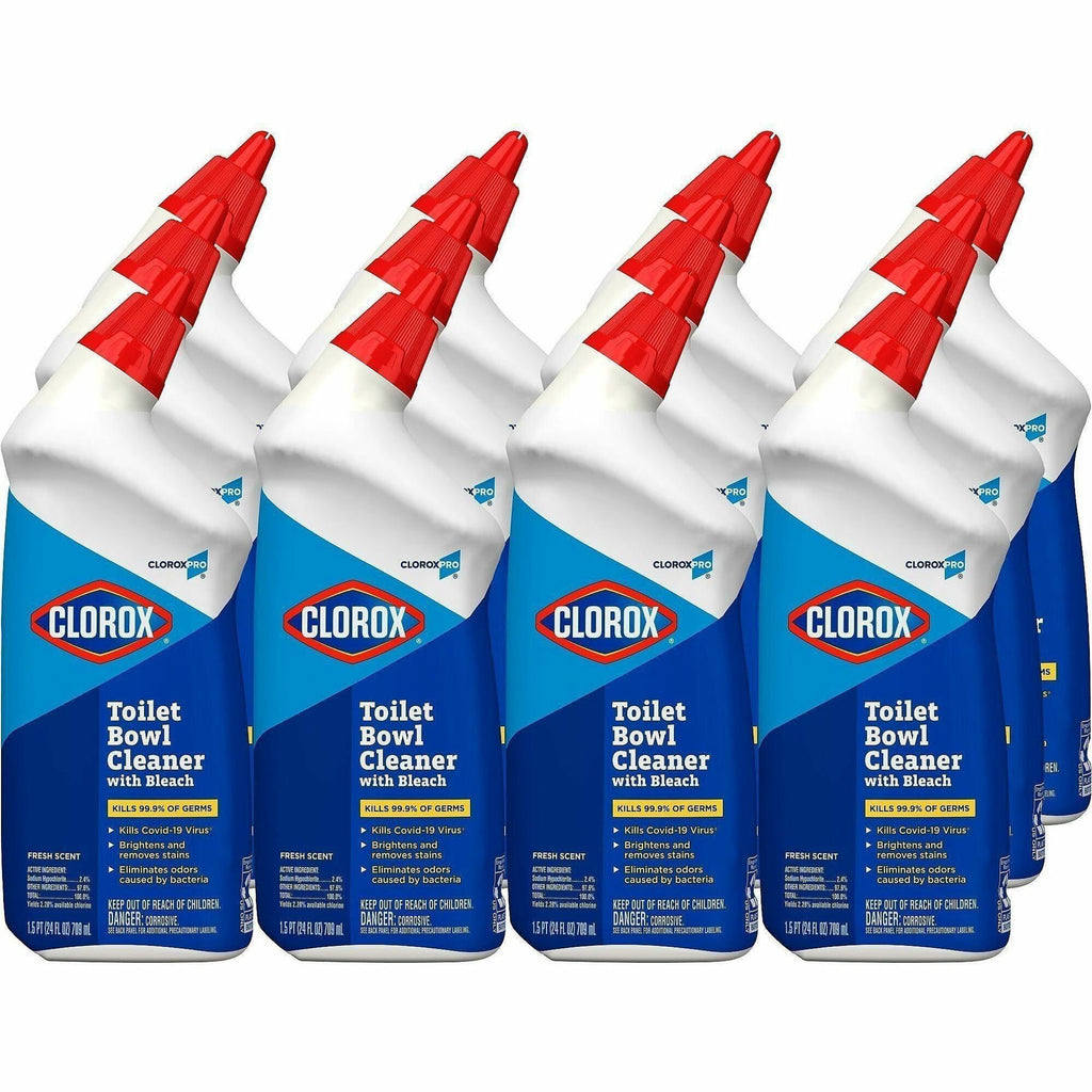 Clorox Commercial Solutions Manual Toilet Bowl Cleaner w/ Bleach - 24 fl oz (0.8 quart) - Fresh Scent - 360 / Bundle - Disinfectant, Deodorize - Clear