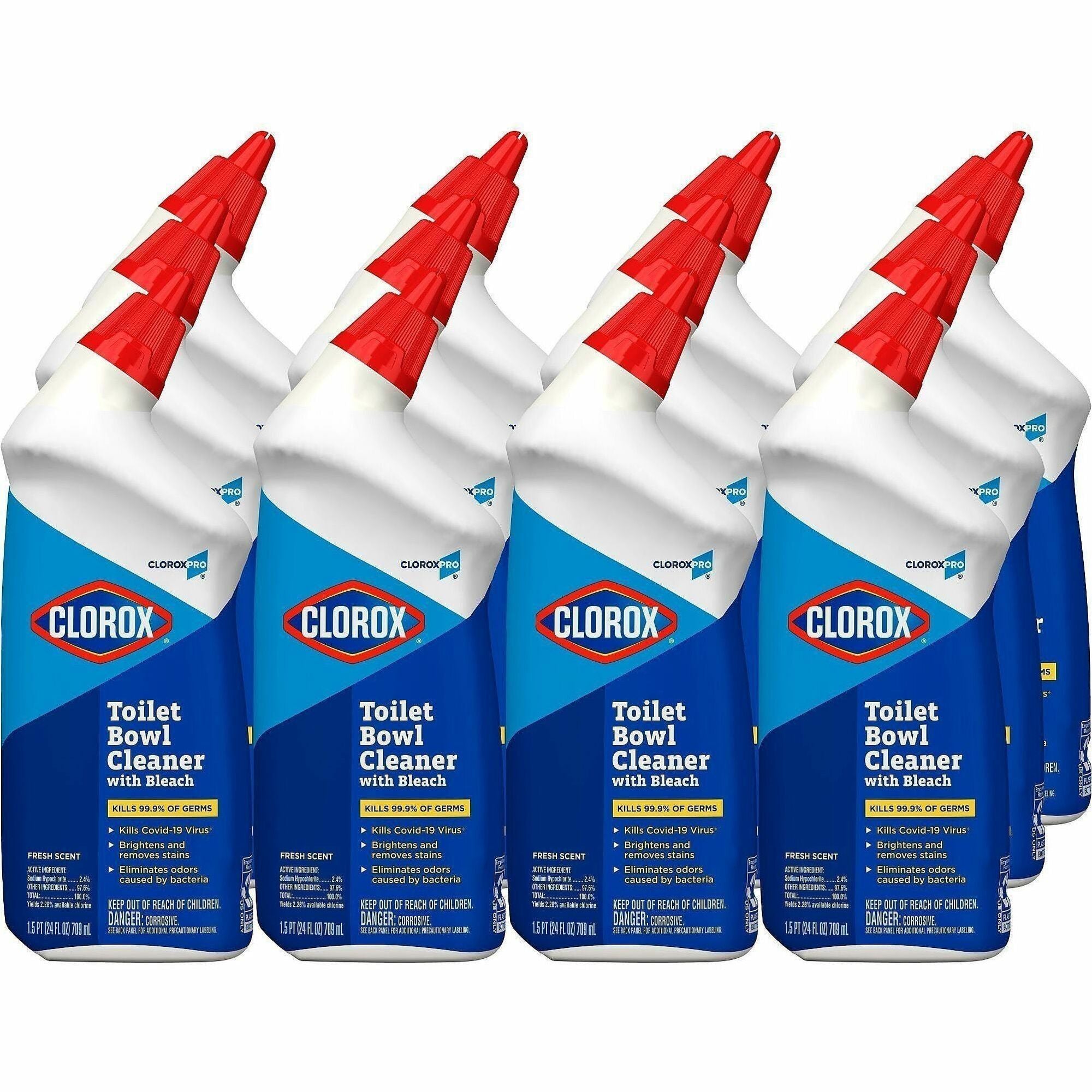 Clorox Commercial Solutions Manual Toilet Bowl Cleaner w/ Bleach - 24 fl oz (0.8 quart) - Fresh Scent - 360 / Bundle - Disinfectant, Deodorize - Clear
