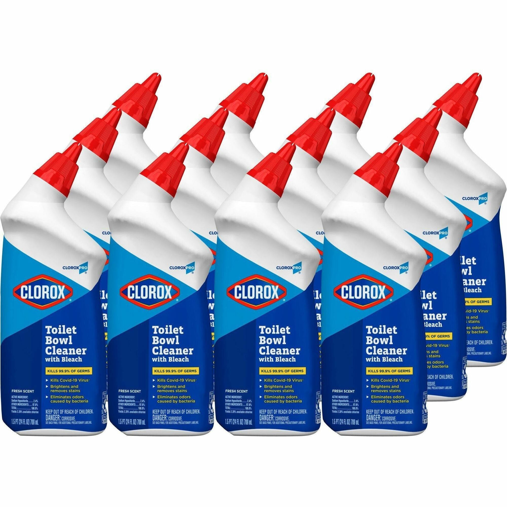 Clorox Commercial Solutions Manual Toilet Bowl Cleaner w/ Bleach - 24 fl oz (0.8 quart) - Fresh Scent - 360 / Bundle - Disinfectant, Deodorize - Clear - 1