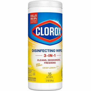 Clorox Disinfecting Cleaning Wipes - Ready-To-Use - Crisp Lemon Scent - 35 / Canister - 840 / Pallet - Anti-bacterial, Textured, Bleach-free - Yellow