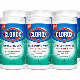 Clorox Disinfecting Wipes, Bleach-Free Cleaning Wipes - For Multipurpose - Fresh Scent - 75 / Canister - 240 / Bundle - Bleach-free, Pre-moistened, Phosphorous-free, Easy Tear, Easy to Use, Antibacterial - White