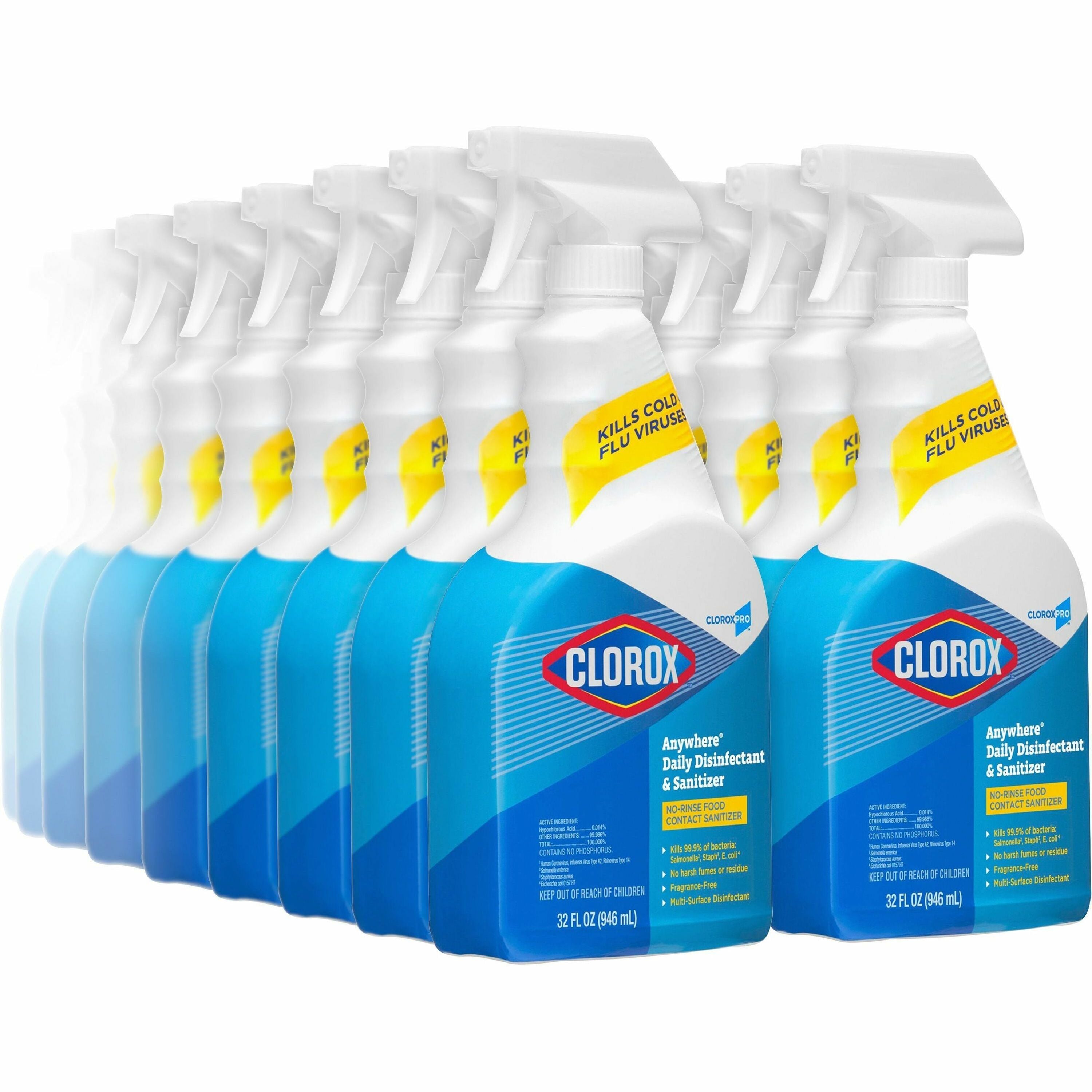 CloroxPro Anywhere Daily Disinfectant and Sanitizer - 32 fl oz (1 quart) - 432 / Pallet - Fume-free, Residue-free, Antibacterial - Clear - 1