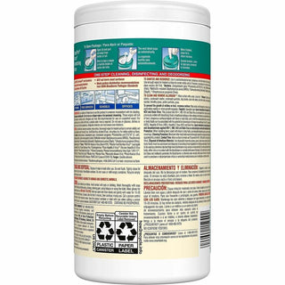 CloroxPro Disinfecting Wipes - Ready-To-Use - Fresh Scent - 75 / Canister - 480 / Pallet - Easy Tear, Pre-moistened, Bleach-free, Phosphorous-free, Easy to Use, Antibacterial - Green