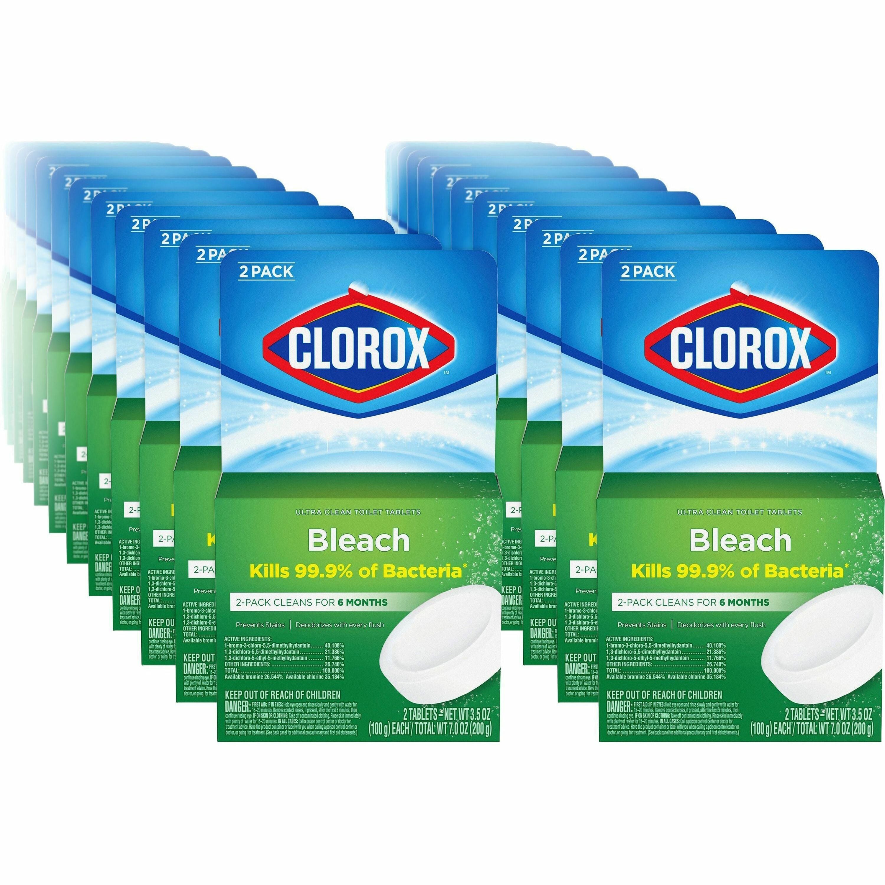 Clorox Ultra Clean Toilet Tablets Bleach - 3.50 oz (0.22 lb) - 2 / Pack - 420 / Bundle - Deodorize, Easy to Use - White - 1