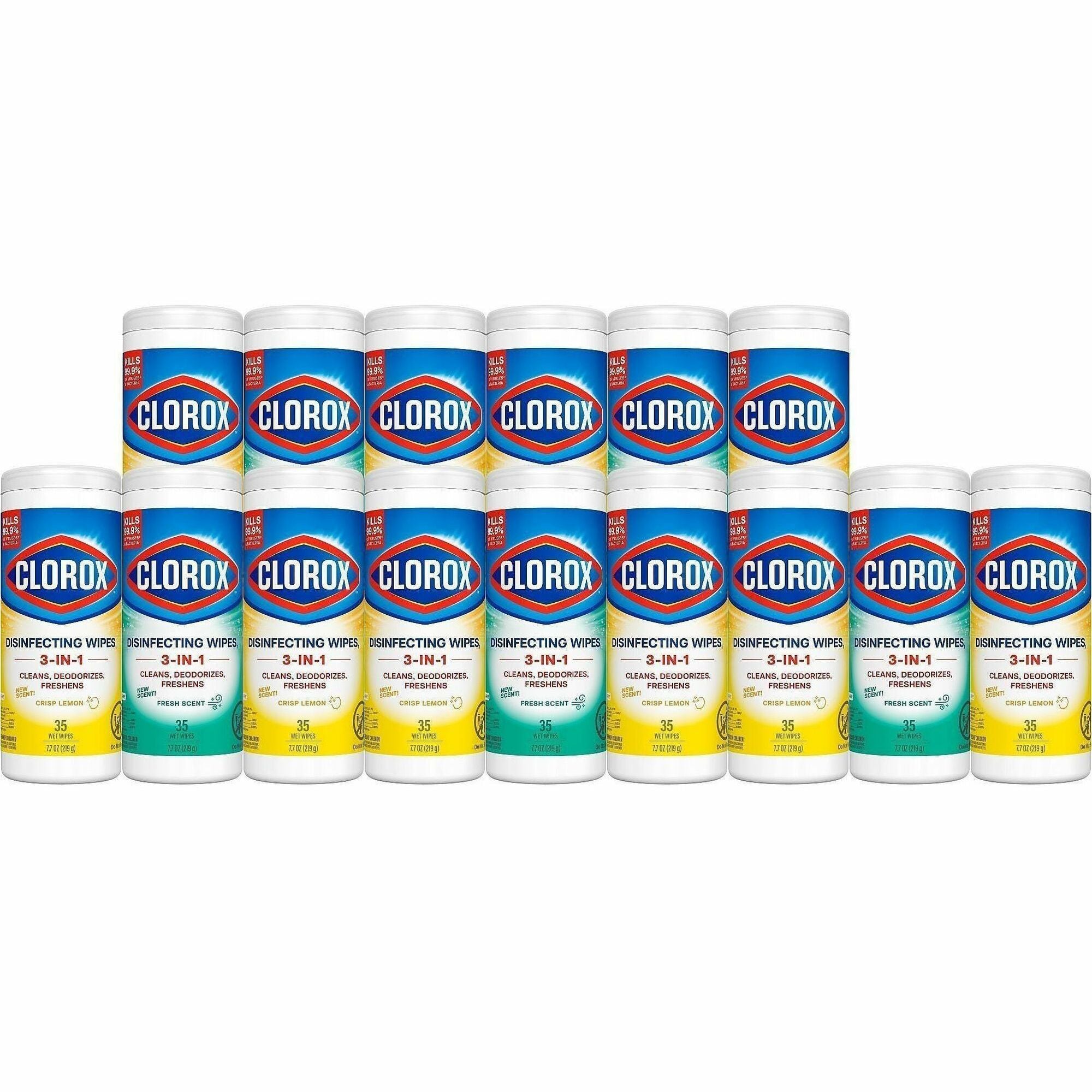 Clorox Disinfecting Cleaning Wipes Value Pack - Ready-To-Use - 35 / Canister - 675 / Pallet - Easy to Use - White