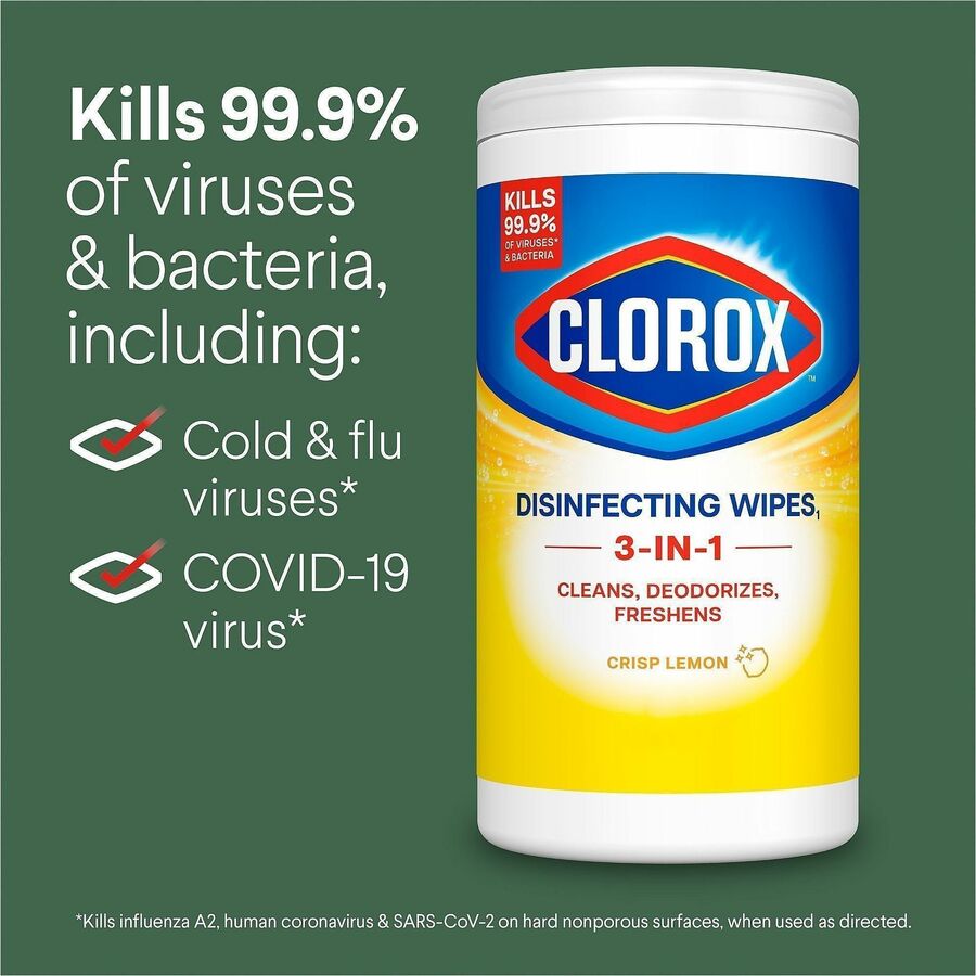 Clorox Disinfecting Cleaning Wipes Value Pack - Ready-To-Use - 35 / Canister - 675 / Pallet - Easy to Use - White