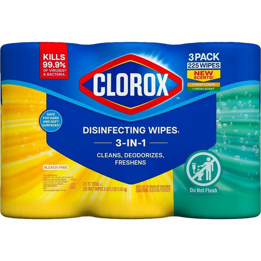 Clorox Disinfecting Bleach Free Cleaning Wipes Value Pack - 75 / Canister - 240 / Bundle - Easy to Use, Bleach-free, Antibacterial - White
