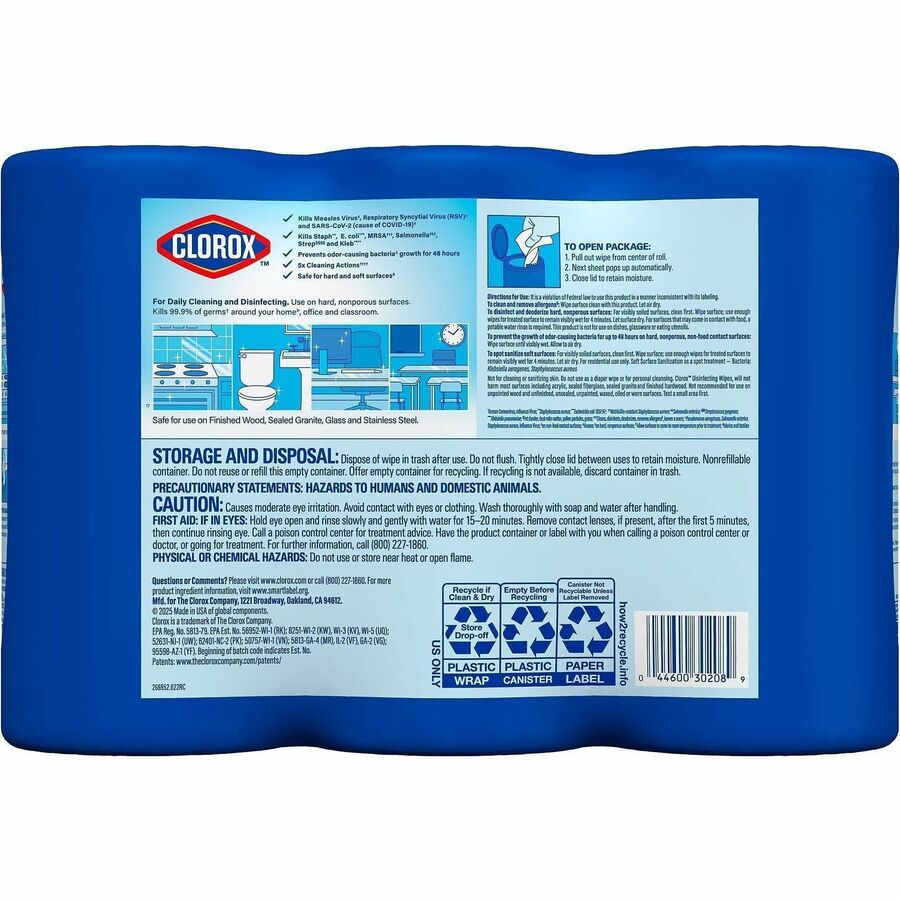 Clorox Disinfecting Bleach Free Cleaning Wipes Value Pack - 75 / Canister - 240 / Bundle - Easy to Use, Bleach-free, Antibacterial - White