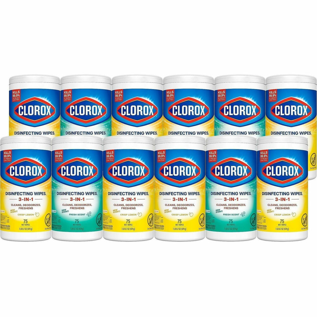 Clorox Disinfecting Bleach Free Cleaning Wipes Value Pack - Ready-To-Use - 75 / Canister - 480 / Pallet - Easy to Use, Antibacterial - White