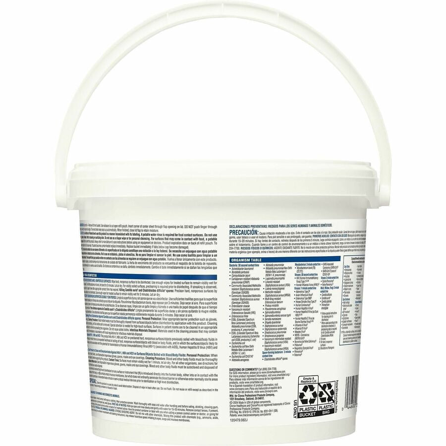 Clorox Healthcare Bleach Germicidal Wipes - Ready-To-Use - 12" Length x 12" Width - 110 / Canister - 50 / Bundle - Anti-corrosive, Antibacterial - White