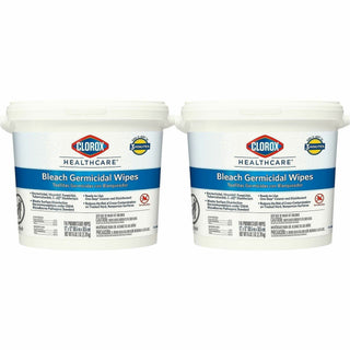 Clorox Healthcare Bleach Germicidal Wipes - Ready-To-Use - 12" Length x 12" Width - 110 / Canister - 50 / Bundle - Anti-corrosive, Antibacterial - White
