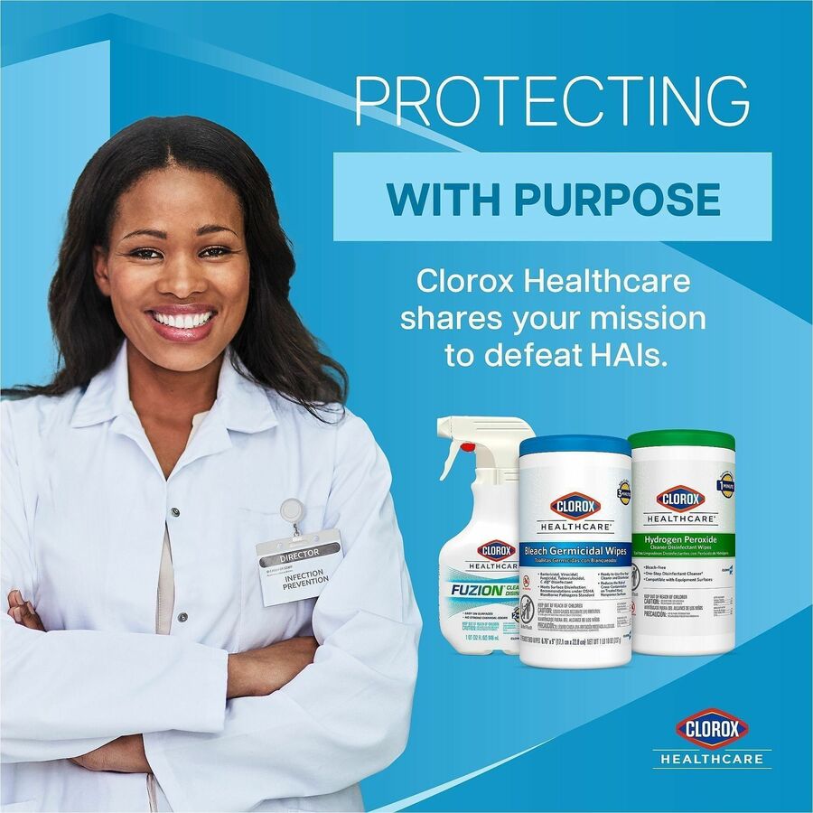 Clorox Healthcare Bleach Germicidal Wipes - Ready-To-Use - 12" Length x 12" Width - 110 / Canister - 50 / Bundle - Anti-corrosive, Antibacterial - White