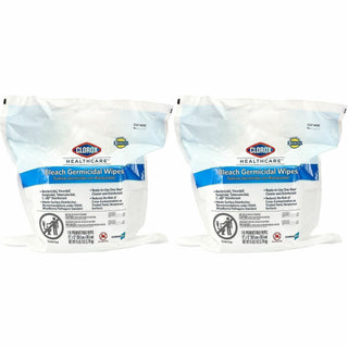 Clorox Healthcare Bleach Germicidal Wipes Refill - Ready-To-Use - 12" Length x 12" Width - 110 / Pack - 100 / Bundle - Anti-corrosive - White
