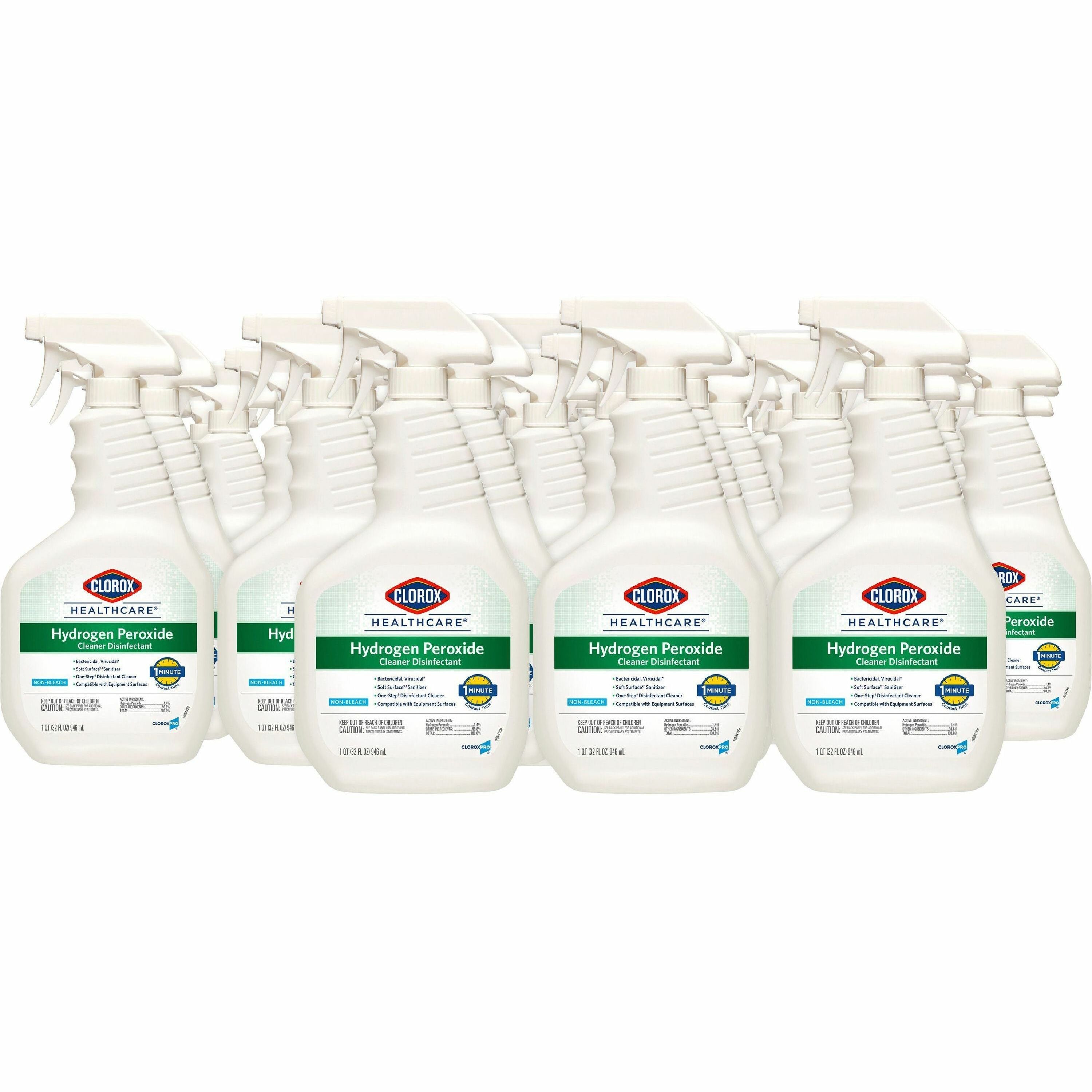 Clorox Healthcare Hydrogen Peroxide Cleaner Disinfectant Spray - 32 fl oz (1 quart) - 216 / Bundle - Bleach-free, Antibacterial - Clear - 1