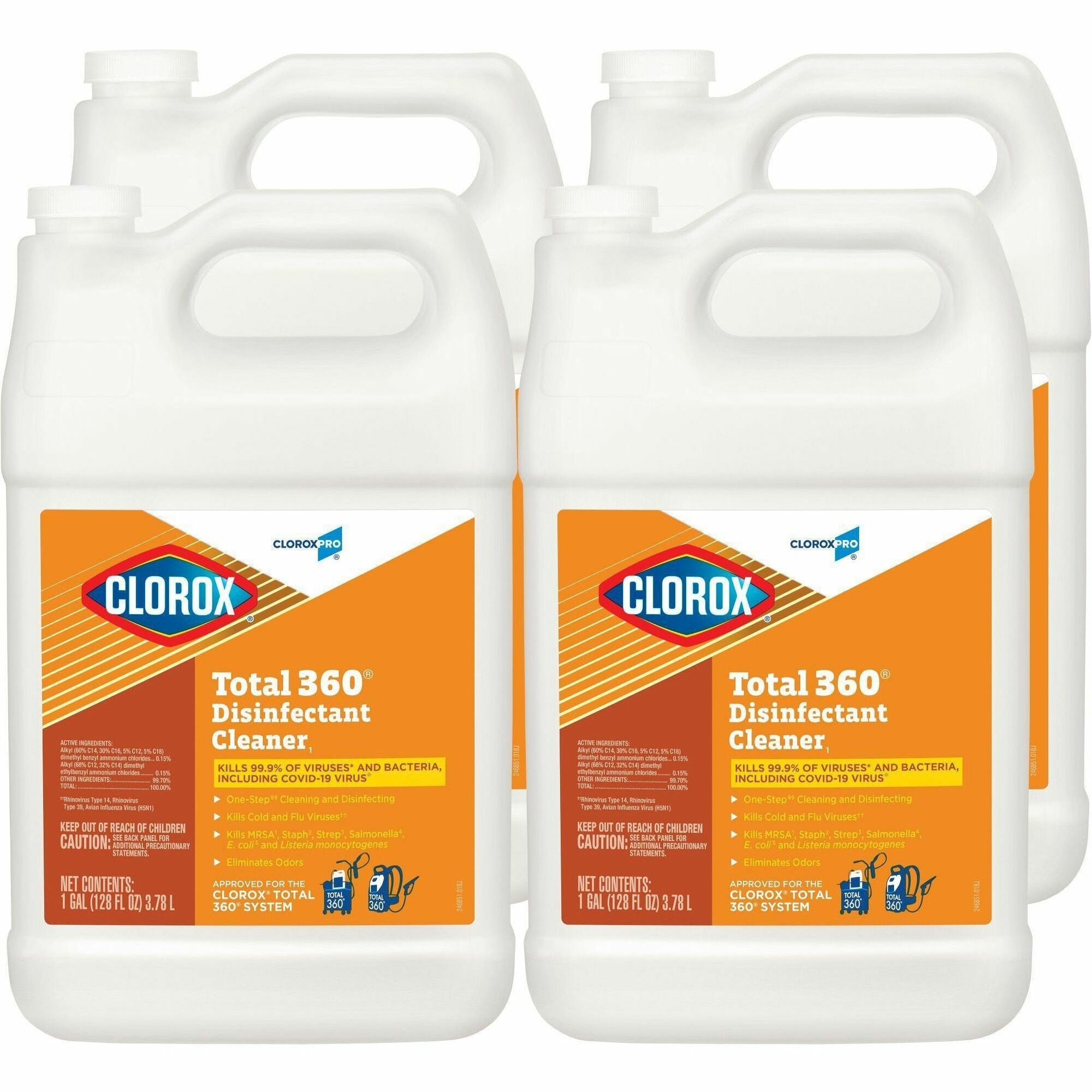 CloroxPro Total 360 Disinfectant Cleaner - 128 fl oz (4 quart) - 4 / Carton - Translucent - 1