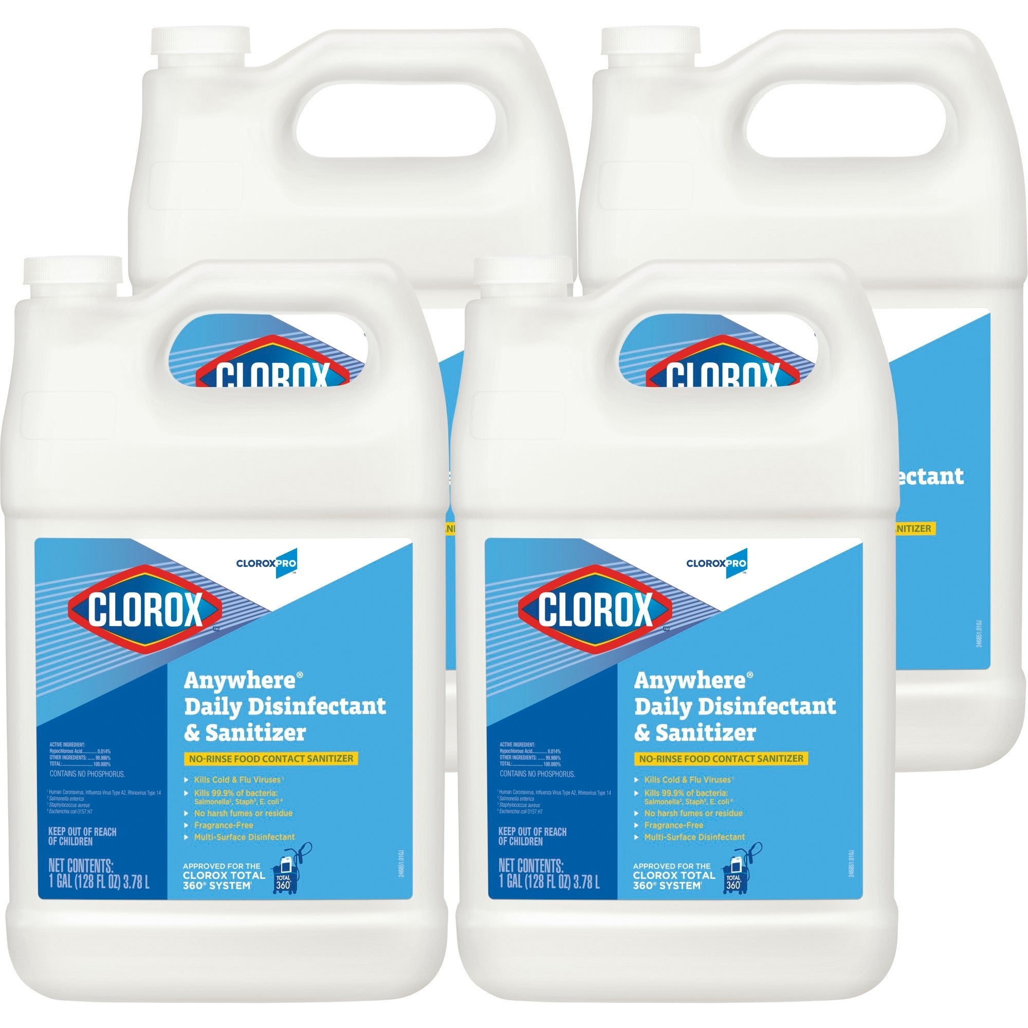 CloroxPro Anywhere Daily Disinfectant and Sanitizing Bottle - 128 fl oz (4 quart) - 4 / Carton - Disinfectant, pH Balanced - Translucent - 1