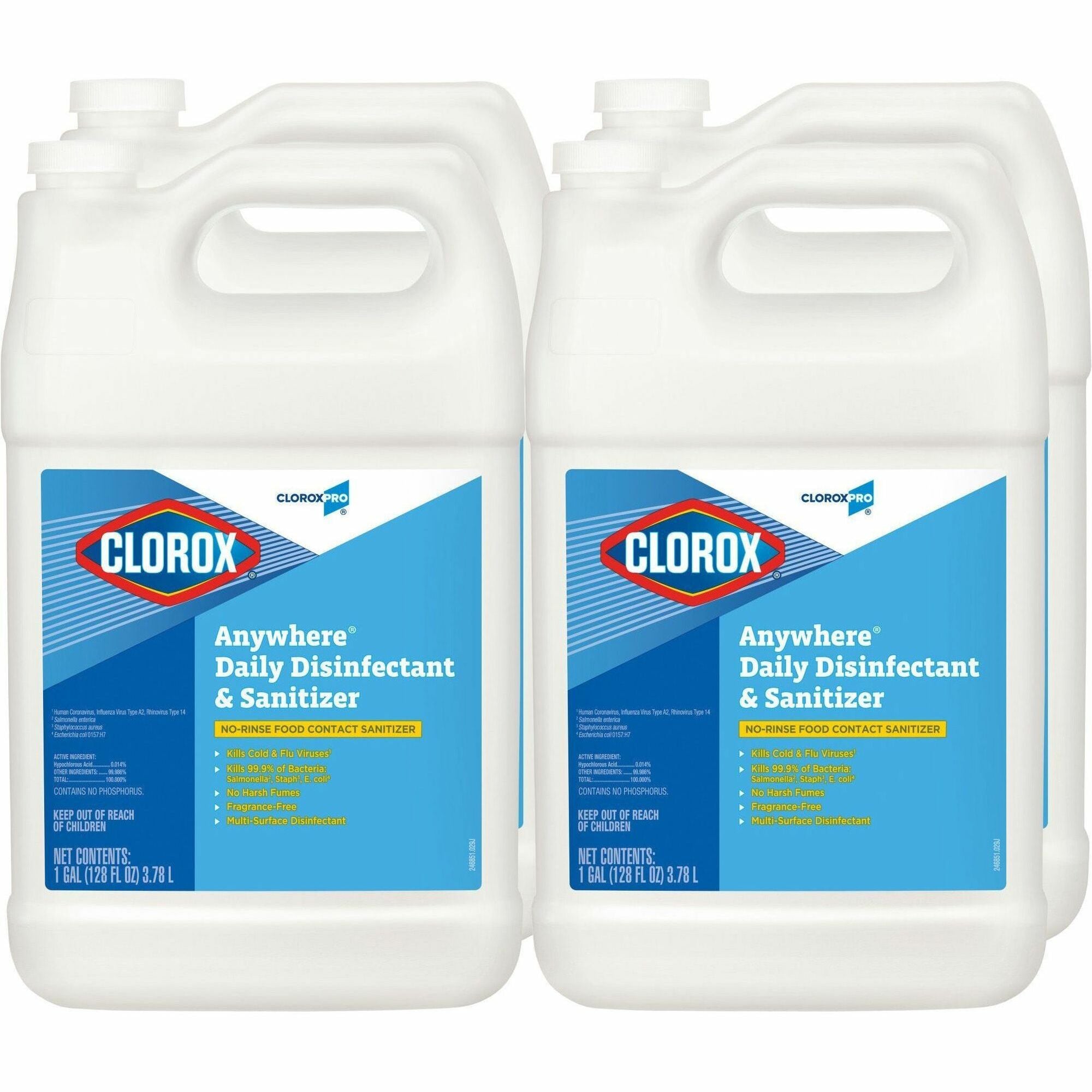 CloroxPro Anywhere Daily Disinfectant and Sanitizing Bottle - 128 fl oz (4 quart) - 4 / Carton - Disinfectant, pH Balanced - Translucent