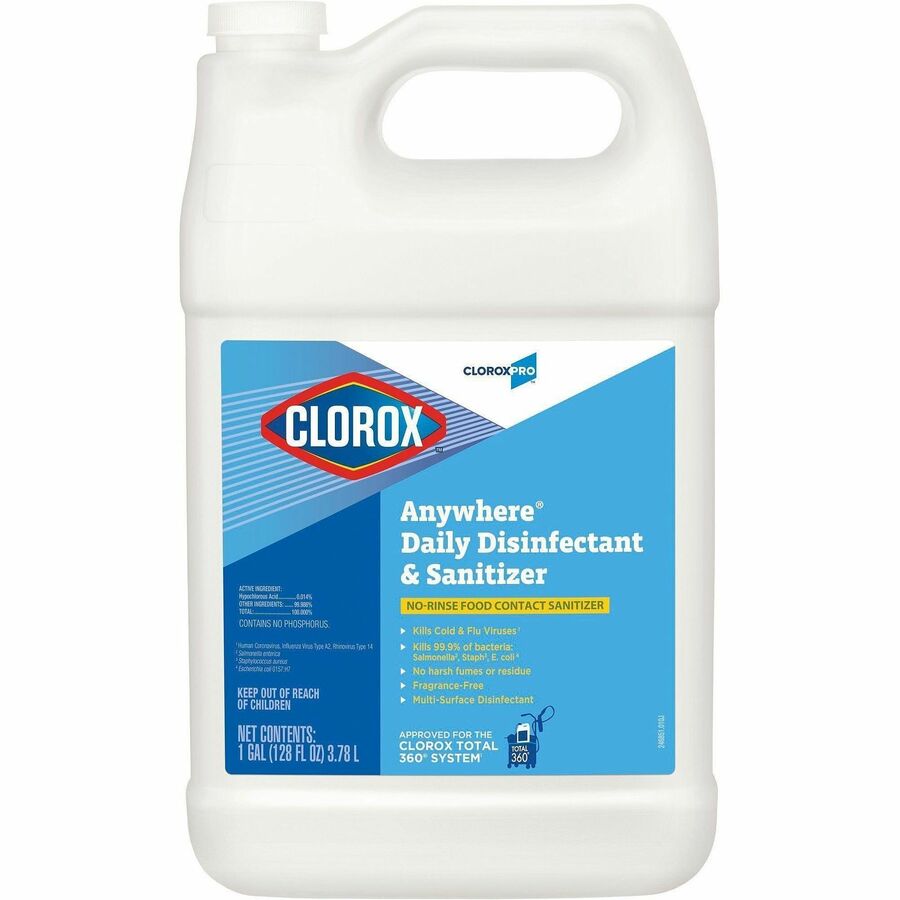 CloroxPro Anywhere Daily Disinfectant and Sanitizing Bottle - 128 fl oz (4 quart) - 4 / Carton - Disinfectant, pH Balanced - Translucent