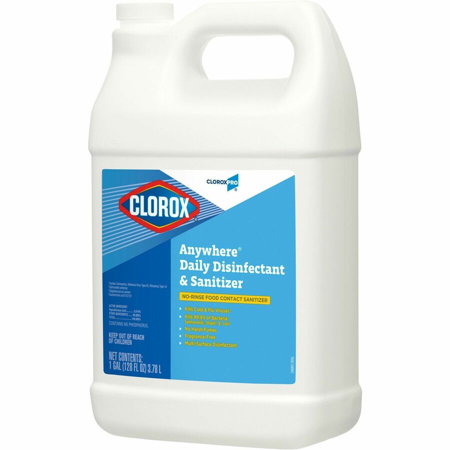 CloroxPro Anywhere Daily Disinfectant and Sanitizing Bottle - 128 fl oz (4 quart) - 4 / Carton - Disinfectant, pH Balanced - Translucent